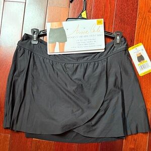 Anne Cole Black Mid-Rise Swim Skirt with Wrap Front